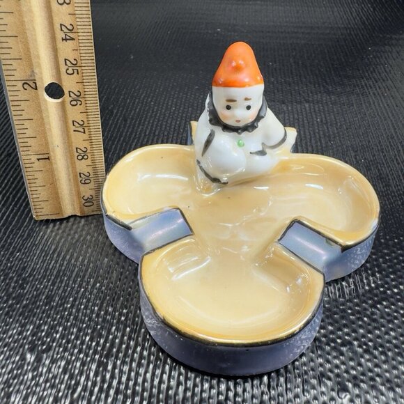 VINTAGE JAPAN CLOWN PIXIE LUSTERWARE ASHTRAY PLAYING CARD CLUB TRINKET DISH - Picture 3 of 13